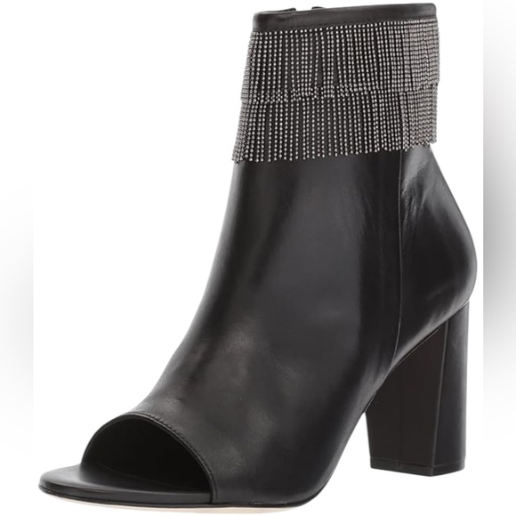 Bernardo Shoes - Bernardo Honour Ankle Boot w Metal Fringe Black Leather Bootie Women’s 7.5